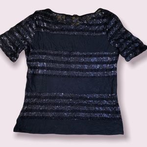 The Limited. Black tshirt. Sheer sequins.